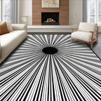 Bold Black Radial Starburst Rug