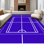 Deep Blue Line Art Court Rug