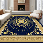 Rich Navy Gold Sunburst Medallion Rug