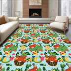 Playful Red Fox Botanical Letters Rug