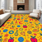 Whimsical Fruit and Alphabet Collage Rug