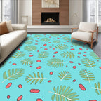 Aqua Green Leaf Scattered Pods Rug
