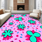 Pink Teal Hot Pink Floral Confetti Rug