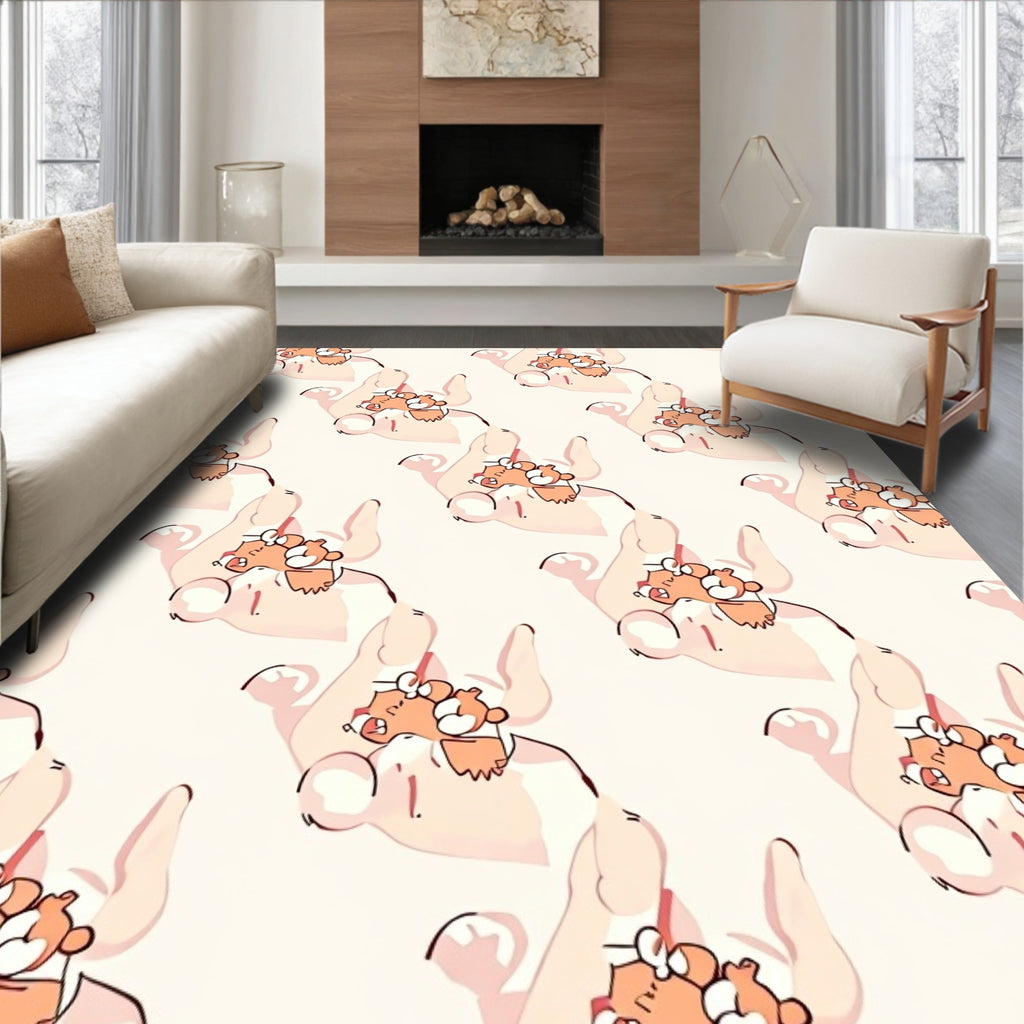 Adorable Teddy Bear Hugging Hamster Rug