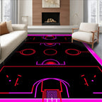 Vibrant Pink Red Geometric Abstraction Rug