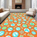 Alphabet Orange And Aqua Circles Rug