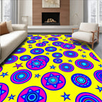 Vibrant Yellow Starburst Circle Medallion Rug