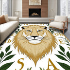 Golden Lion Head With Green Foliage Rug
