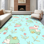 Cute Cartoon Animal Floral Meadow Rug