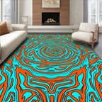 Vibrant Orange Turquoise Swirl Abstraction Rug