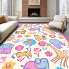 Playful Cartoon Animal Safari Adventure Rug