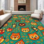 Whimsical Forest Animals Floral Background Rug