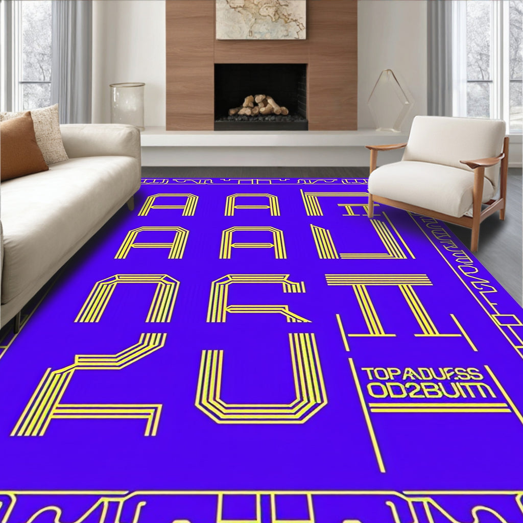 Vibrant Geometric Yellow Line Art Rug