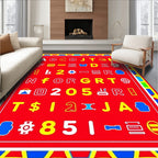 Alphabetical Numeric Bold Primary Colors Rug