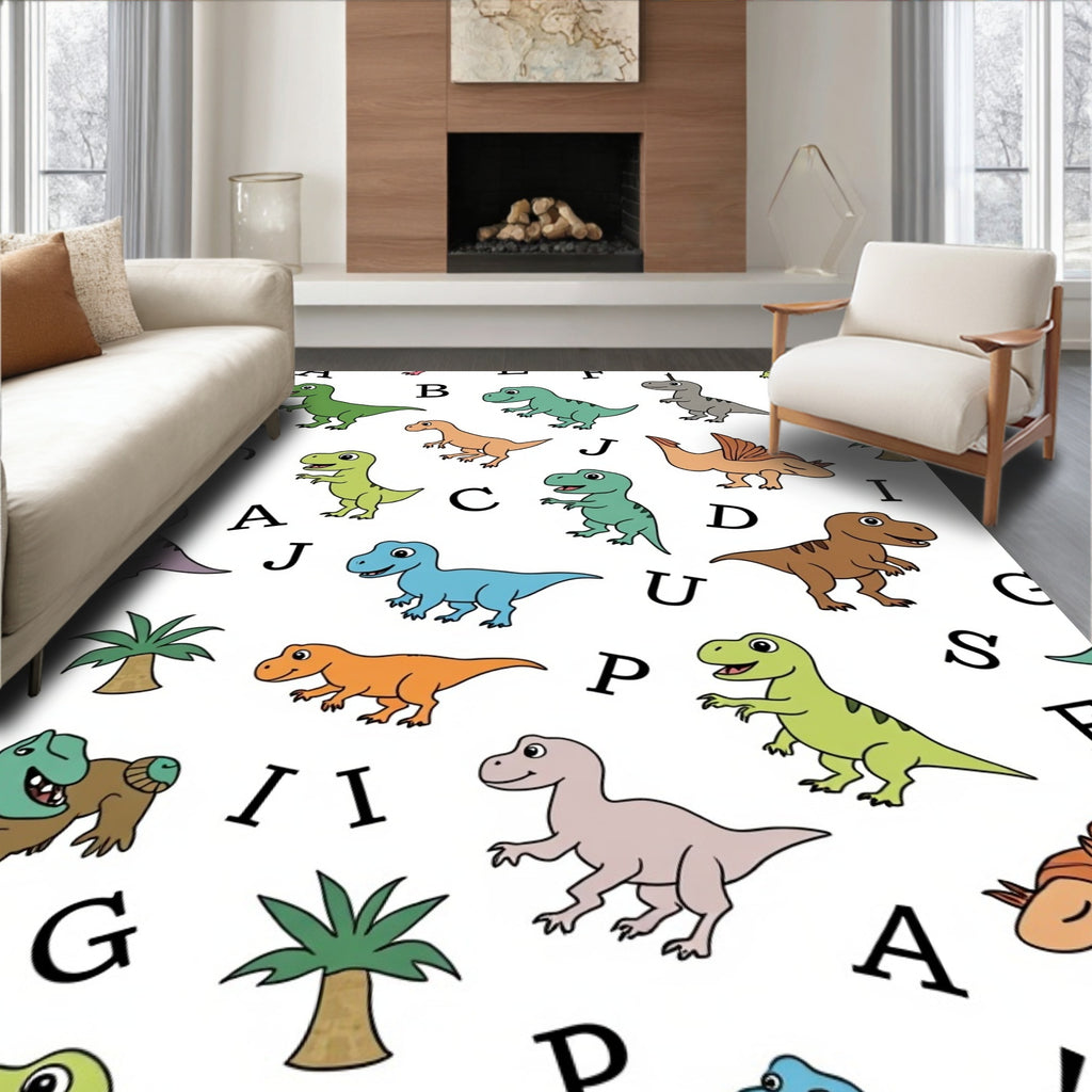 Playful Dinosaur Alphabet Fun Rug