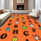 Alphabet Cartoon Critters Orange Rug