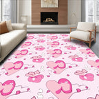 Charming Pink Hearts With Clouds Rug
