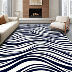 Indigo Swirl Abstract Waves Rug