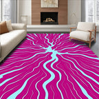 Vibrant Pink Wavy Tendril Burst Rug