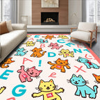 Colorful Cat Alphabet Whimsy Rug