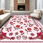Dark Red Gothic Cranial Rose Arrangement Rug