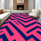 Bold Pink Navy Zigzag Geometric Abstraction Rug