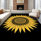 Golden Sunflower Mandala Rays Rug