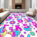 Funky Neon Numbers and Stars Rug