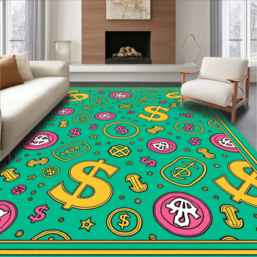 Playful Dollar Coin Scatter Rug