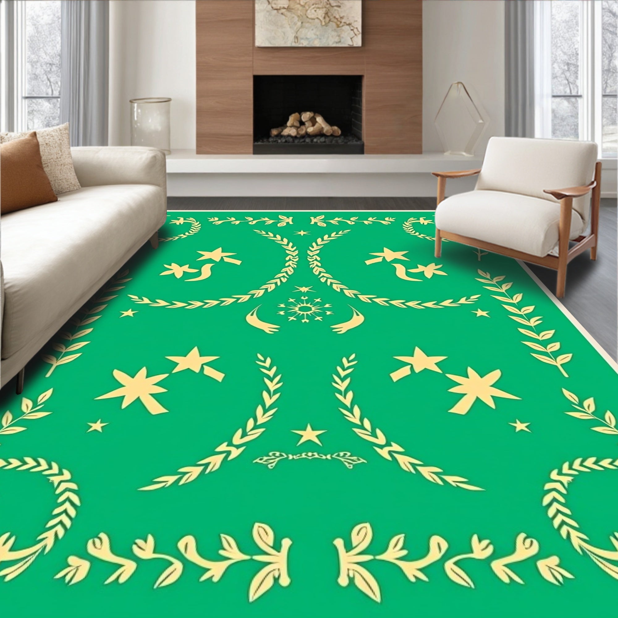 Golden Stars Laurel Wreath Garden Rug