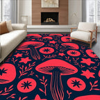 Whimsical Red Mushroom Star Foliage Rug