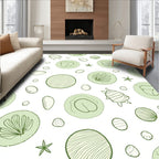 Sea Life Elements Green Circles Rug