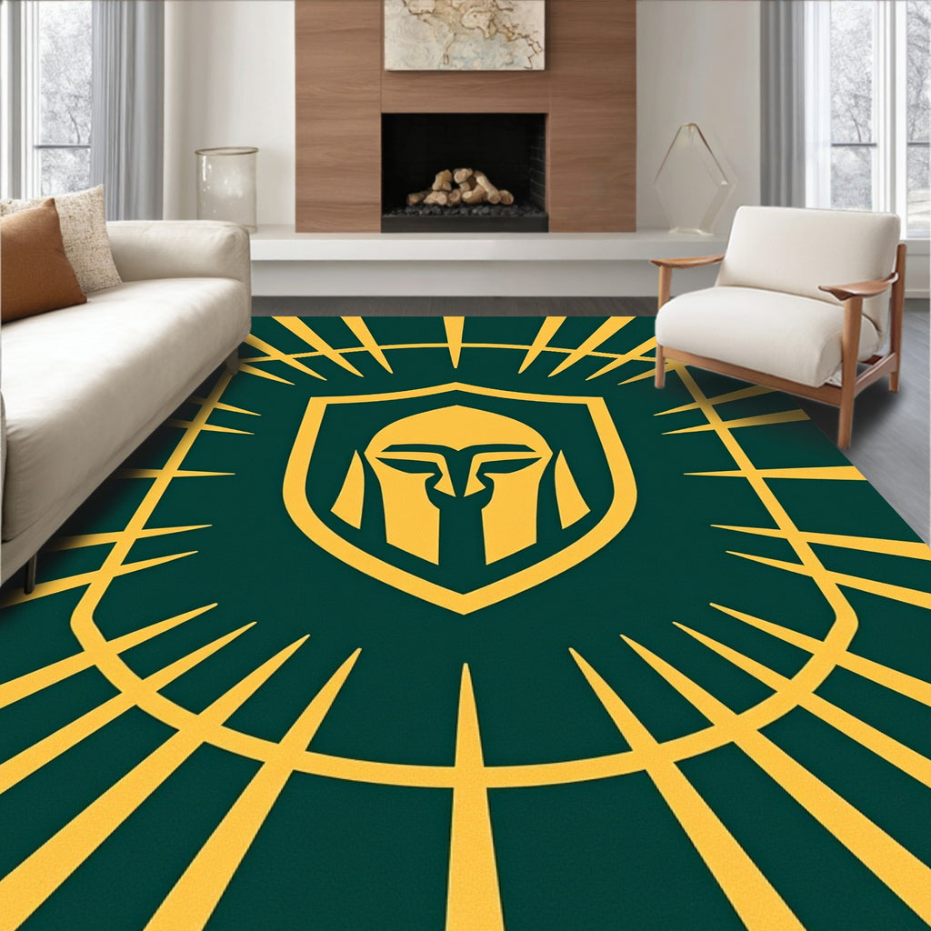 Emerald Gold Spartan Warrior Emblem Rug