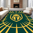 Emerald Gold Spartan Warrior Emblem Rug