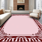 Deep Red Natural Foliage Border Rug