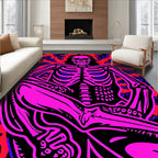 Vibrant Pink Skeleton Red Swirl Rug
