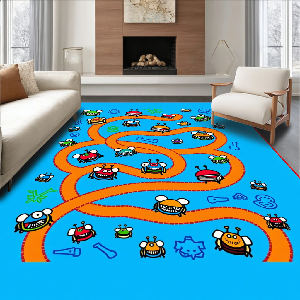 Funky Monster Race Track Rug