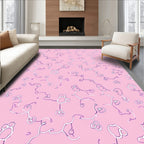 Pink Whimsical Line Art Whimsical Vines Rug