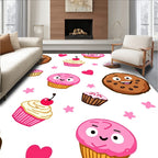 Cute Kawaii Cookies and Cupcakes Hearts Rug
