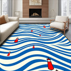 Red Beacon Blue Wave Ocean Rug