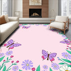 Whimsical Purple Butterfly Garden Rug