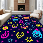 Neon Cosmic Alien Space Adventure Rug