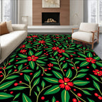 Red Blooming Branches Berry Accents Rug