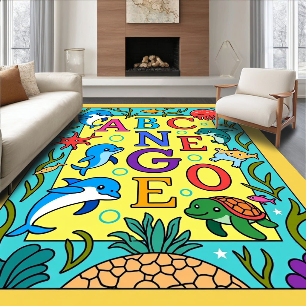 Playful Ocean ABC Neon Letters Rug