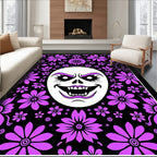 Spooky Purple Floral Face Area Rug