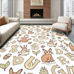 Whimsical Hare Alphabet Forest Print Rug