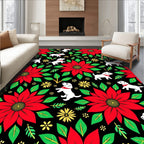 Christmas Poinsettia Puppy Pattern Rug