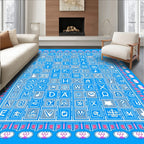 Alphabetical Grid With Pink Floral Border Rug