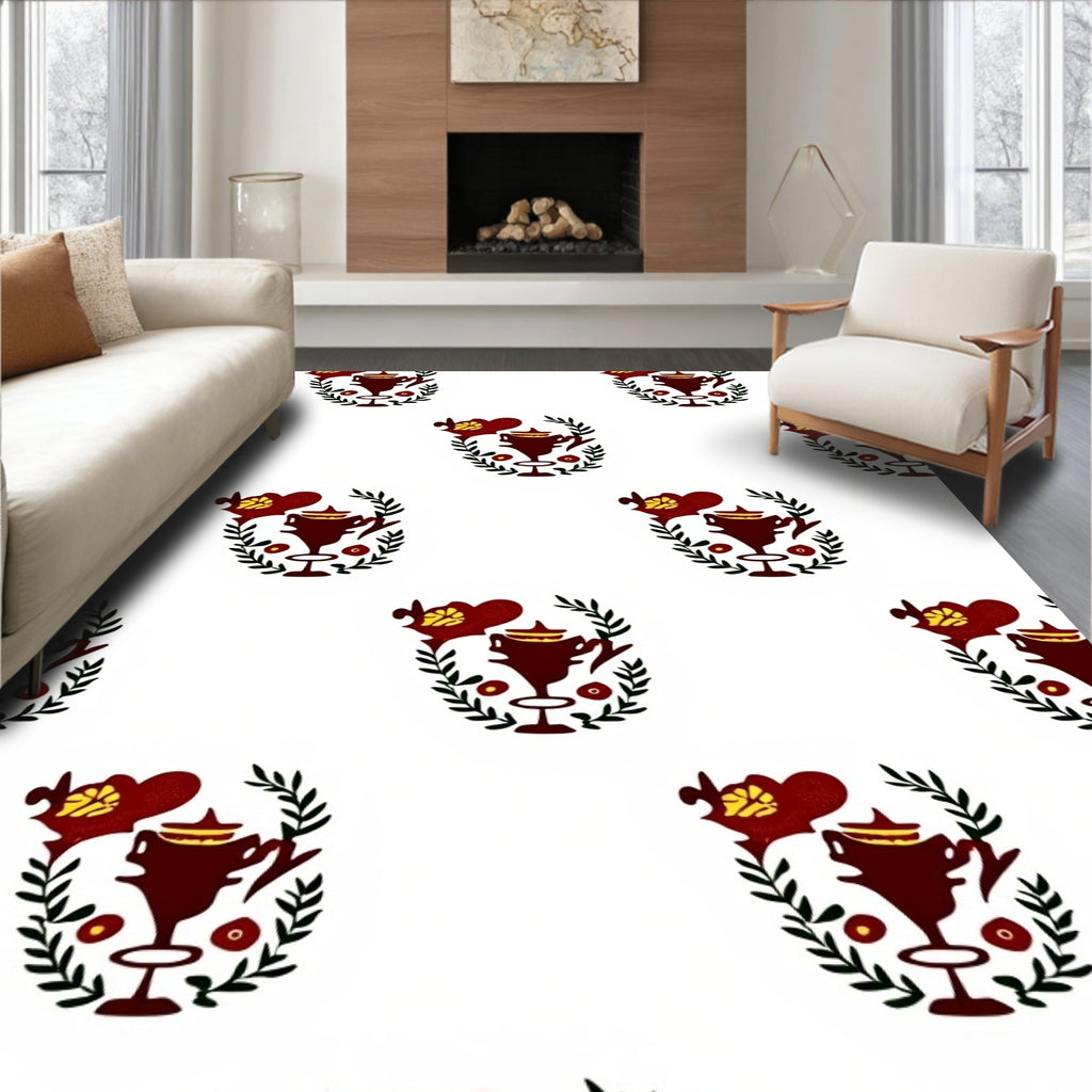 Crimson Laurel Trophy Emblem Rug