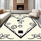 Vintage Baseball Diamond Outline Border Rug